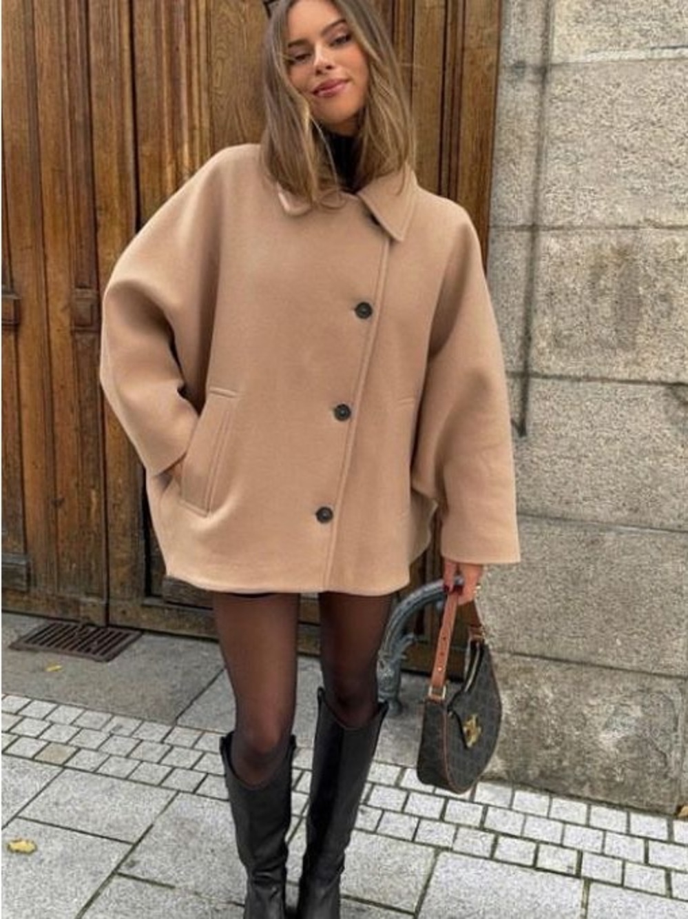 Zara Oversized Wool Coat Camel